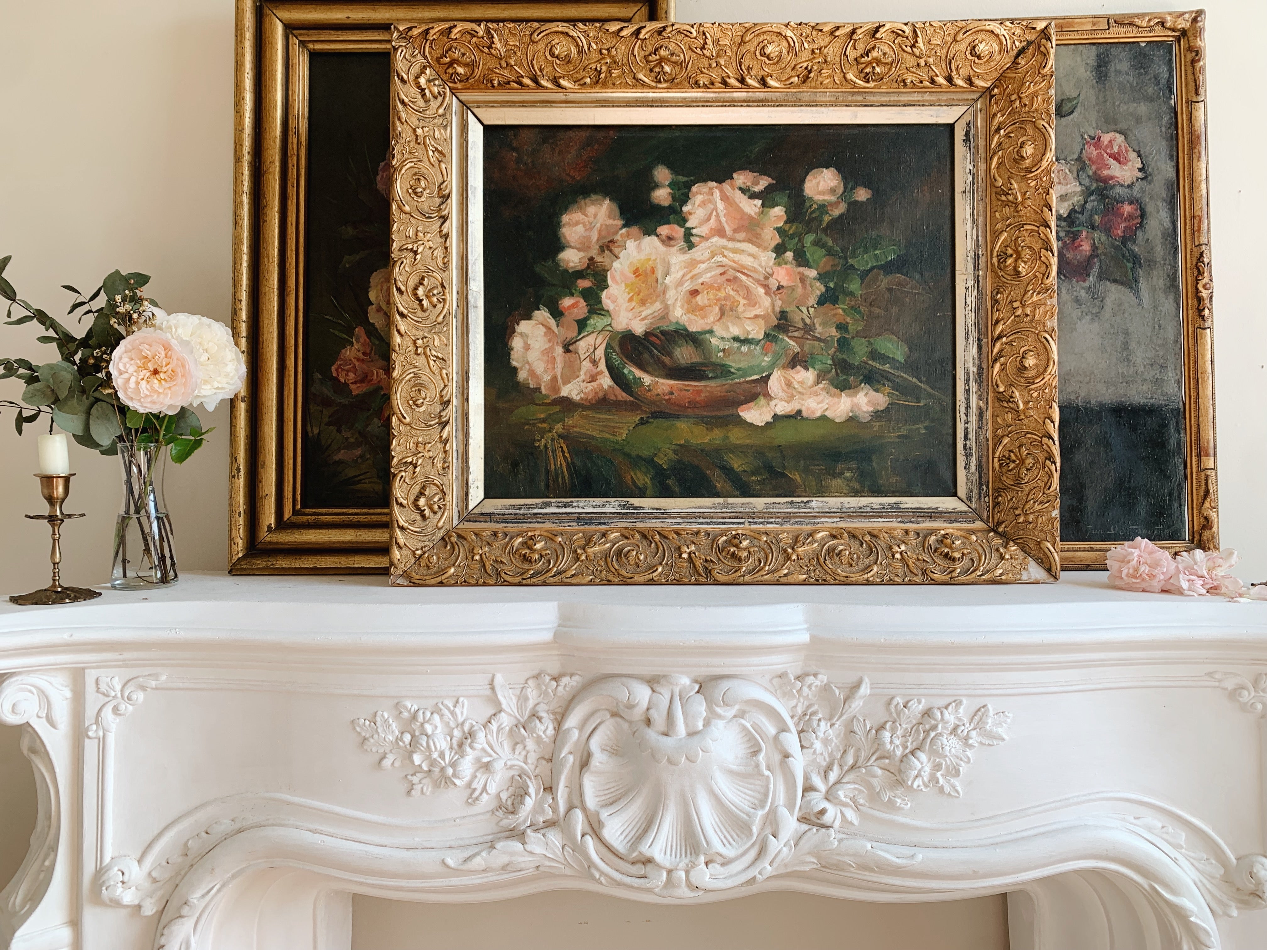 Antique floral oil painting