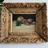 Primitive Fruit Still Life in Ornate Gilt Frame