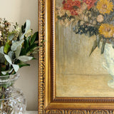 Large Vintage Floral Oil Painting
