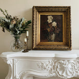 Antique Floral Oil Painting in Gilt Frame - Autumn Flowers