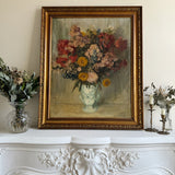 Large Vintage Floral Oil Painting
