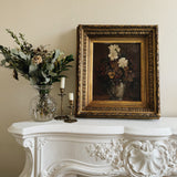 Antique Floral Oil Painting in Gilt Frame - Autumn Flowers