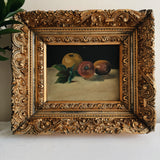 Primitive Fruit Still Life in Ornate Gilt Frame