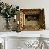 Primitive Fruit Still Life in Ornate Gilt Frame