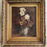 Antique Floral Oil Painting in Gilt Frame - Autumn Flowers