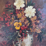 Antique Floral Oil Painting in Gilt Frame - Autumn Flowers