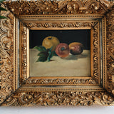 Primitive Fruit Still Life in Ornate Gilt Frame