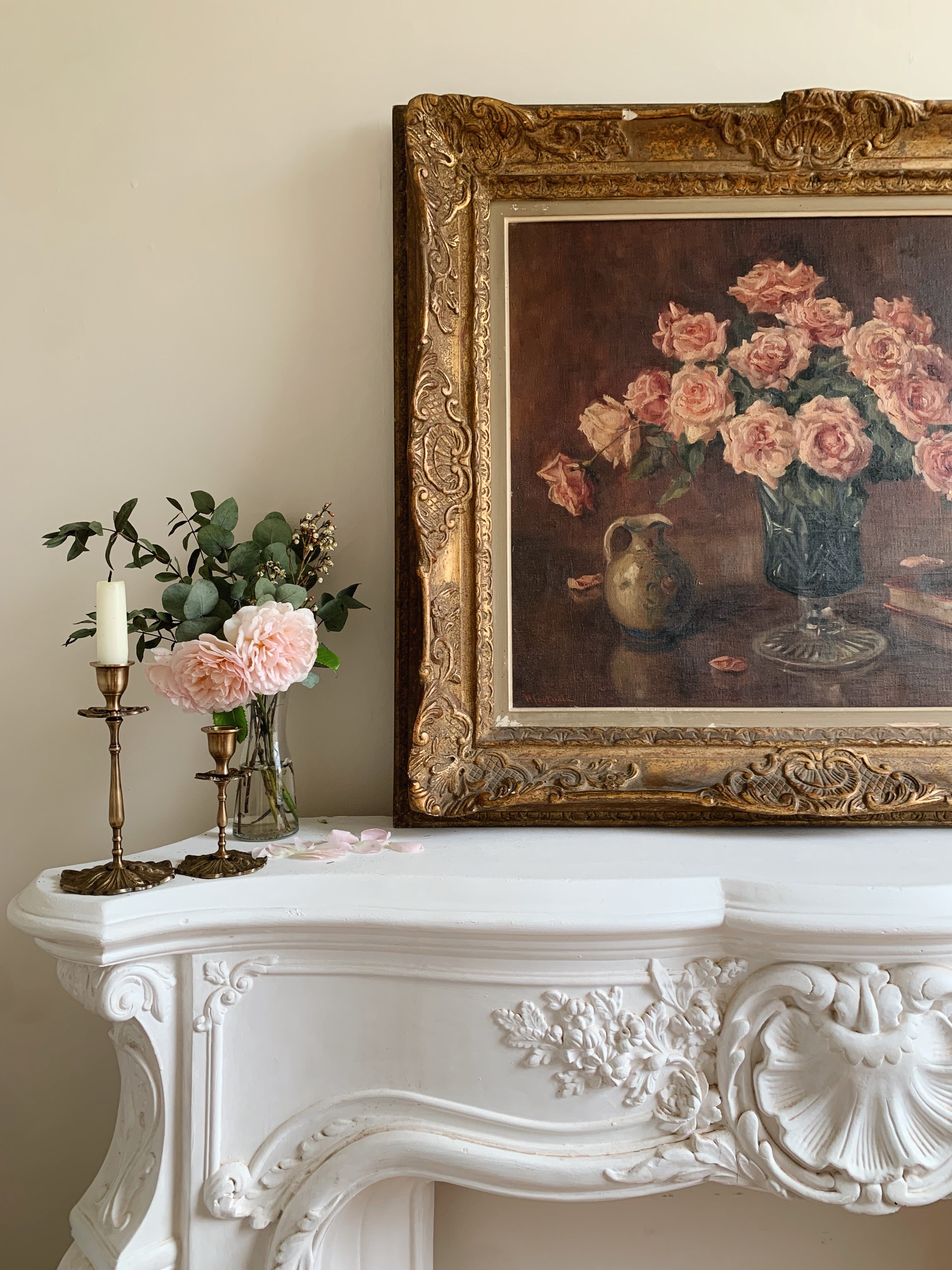 Antique Floral Oil Painting