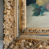 Primitive Fruit Still Life in Ornate Gilt Frame