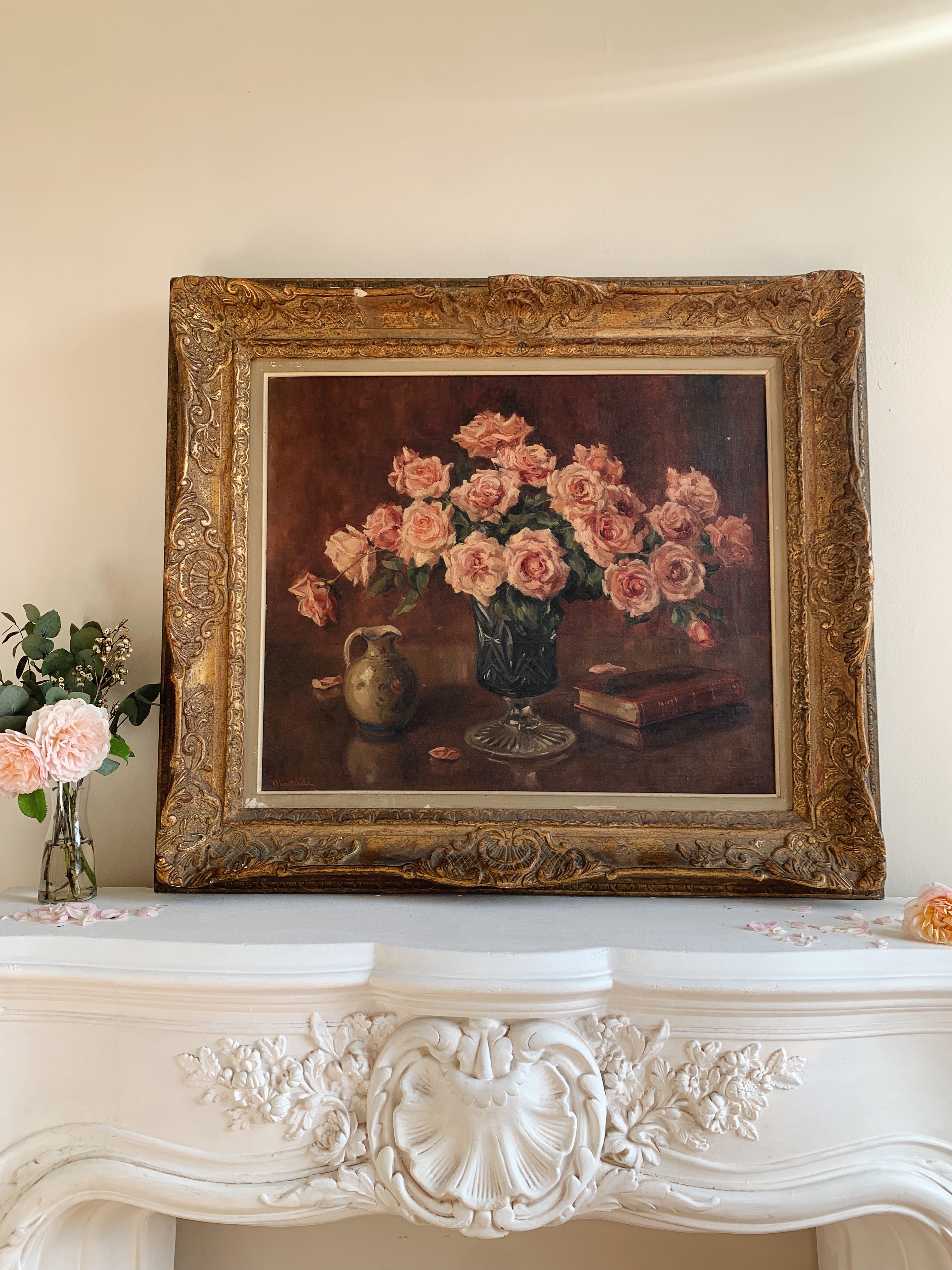 Antique Floral Oil Painting