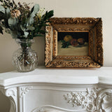 Primitive Fruit Still Life in Ornate Gilt Frame