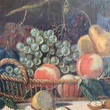 Large 19th Century Dark Fruit Still Life Oil Painting