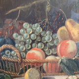 Large 19th Century Dark Fruit Still Life Oil Painting