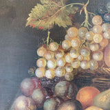 Large Antique Dark Fruit Still Life Oil Painting