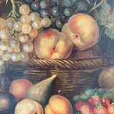 Large Antique Dark Fruit Still Life Oil Painting
