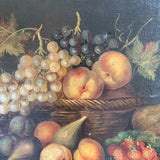 Large Antique Dark Fruit Still Life Oil Painting