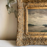 Antique Seascape Oil Painting in Ornate Gold Frame