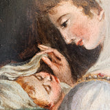 Mother and Baby Antique Oil Painting