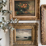 Antique Seascape Oil Painting in Ornate Gold Frame