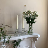 Short Vintage Glass Candlesticks