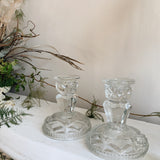 Short Vintage Glass Candlesticks
