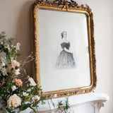 Contemporary 19th Century Framed Print of Empress Eugenie in Original Plaster Frame