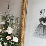 Contemporary 19th Century Framed Print of Empress Eugenie in Original Plaster Frame
