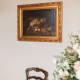 Large Antique Dark Fruit Still Life Oil Painting