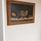 Large 19th Century Dark Fruit Still Life Oil Painting