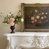 Large Dark Floral Antique Oil Painting