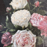 French Antique Oil Painting - Roses in Vase