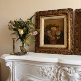 Antique Floral Still Life with Butterfly in Ornate Gilt Frame (1 of 2)