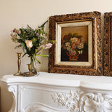 Antique Floral Still Life with Butterfly in Ornate Gilt Frame (1 of 2)