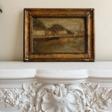 Antique Oil Painting - Port de Coronmeuse, 1920s Harbour Scene