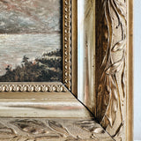 Antique Moonlit Landscape Oil Painting