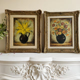 Antique Floral Still Life Oli Painting in Gilt Frame - Yellow Mimosas