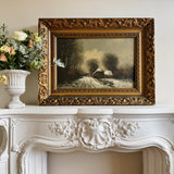Antique Winter Landscape Oil Painting
