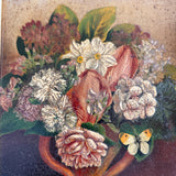 Antique Floral Still Life with Butterfly in Ornate Gilt Frame (1 of 2)