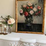 Early 1900's Still Life Oil Painting of Roses by Jean de Graaf