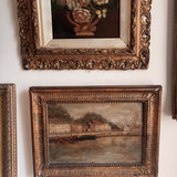 Antique Oil Painting - Port de Coronmeuse, 1920s Harbour Scene