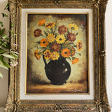 Antique Autumn Floral Oil Painting