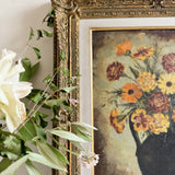 Antique Autumn Floral Oil Painting