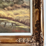 Antique Landscape Oil Painting in Gilt Frame