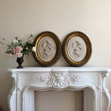 Pair of Vintage Oval Cherub Reliefs in Gilt Frame