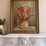 Large Vintage Floral Still Life Oil Painting