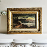 Antique Moonlit Landscape Oil Painting