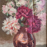 Antique Oil Painting ~ Pink Peonies