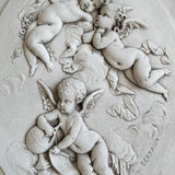 Pair of Vintage Oval Cherub Reliefs in Gilt Frame