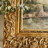 Antique Coastal Scene in Ornate Gilt Frame