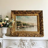 Antique Coastal Scene in Ornate Gilt Frame